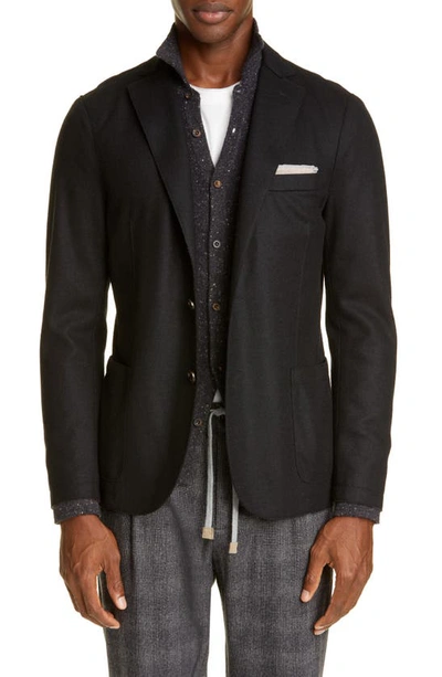 Eleventy Slim Fit Wool Blend Sport Coat In Black