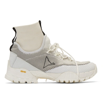 Roa Leather And Fabric Sneakers In Off White
