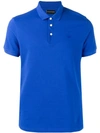 Emporio Armani Embroidered Logo Polo Shirt In Blue