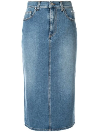 Msgm Midi Denim Skirt In Blue