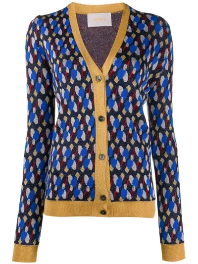 La Doublej Metallic Patterned Cardigan In Blue