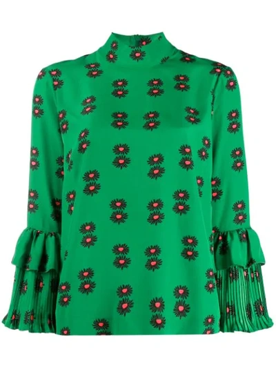 La Doublej Floral Print Blouse In Green