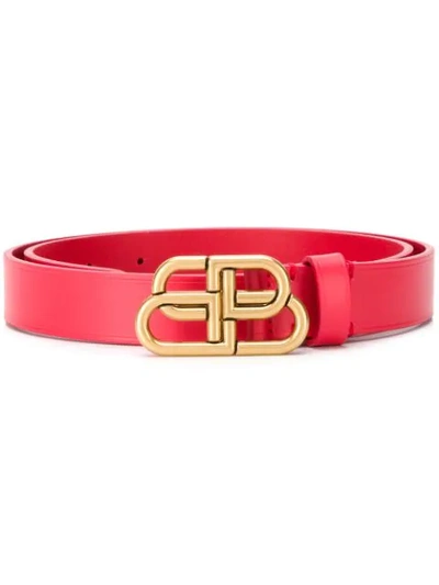 Balenciaga Bb Buckle Belt In Red