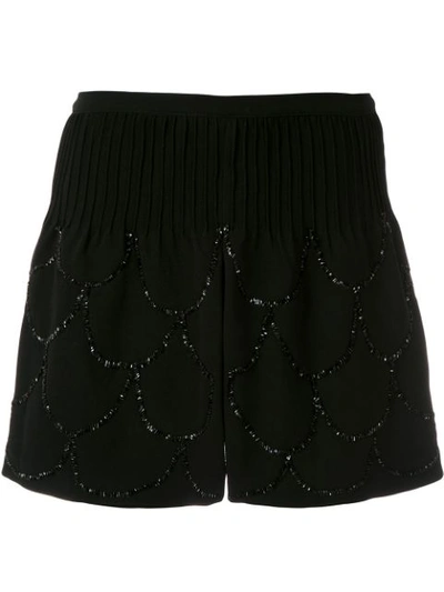 Andrea Bogosian Pie Couture Embroidered Shorts In Black