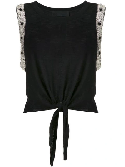 Andrea Bogosian Embroidered Tie Waist Blouse In Black