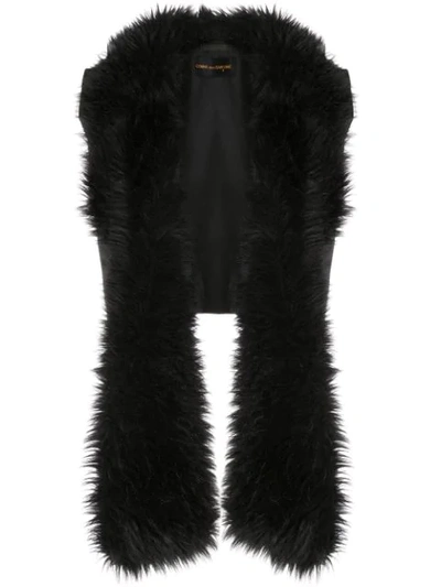 Pre-owned Comme Des Garçons 1989 Faux Fur Stole Waistcoat In Black