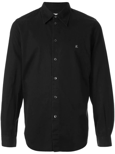 Pre-owned Helmut Lang 1998 Embroidered Logo Slim Shirt In Black