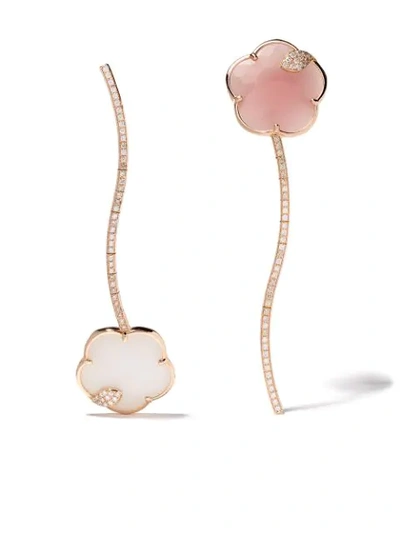 Pasquale Bruni 18kt Rose Gold Jolì Diamonds, Chalcedony, Agate And Mother-of-pearl Earrings
