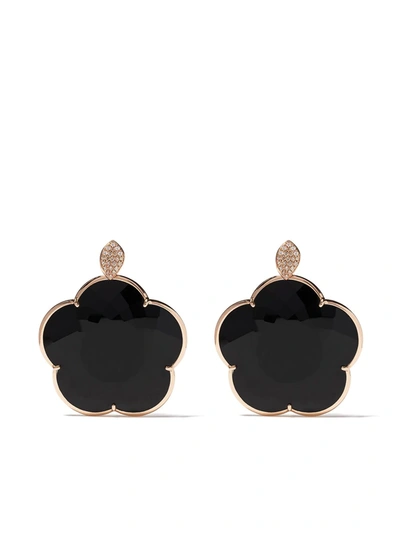 Pasquale Bruni 18kt Rose Gold Ton Jolì Onyx And Diamond Drop Earrings In Rosa