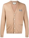 Gucci Gg Patch Cardigan In Neutrals