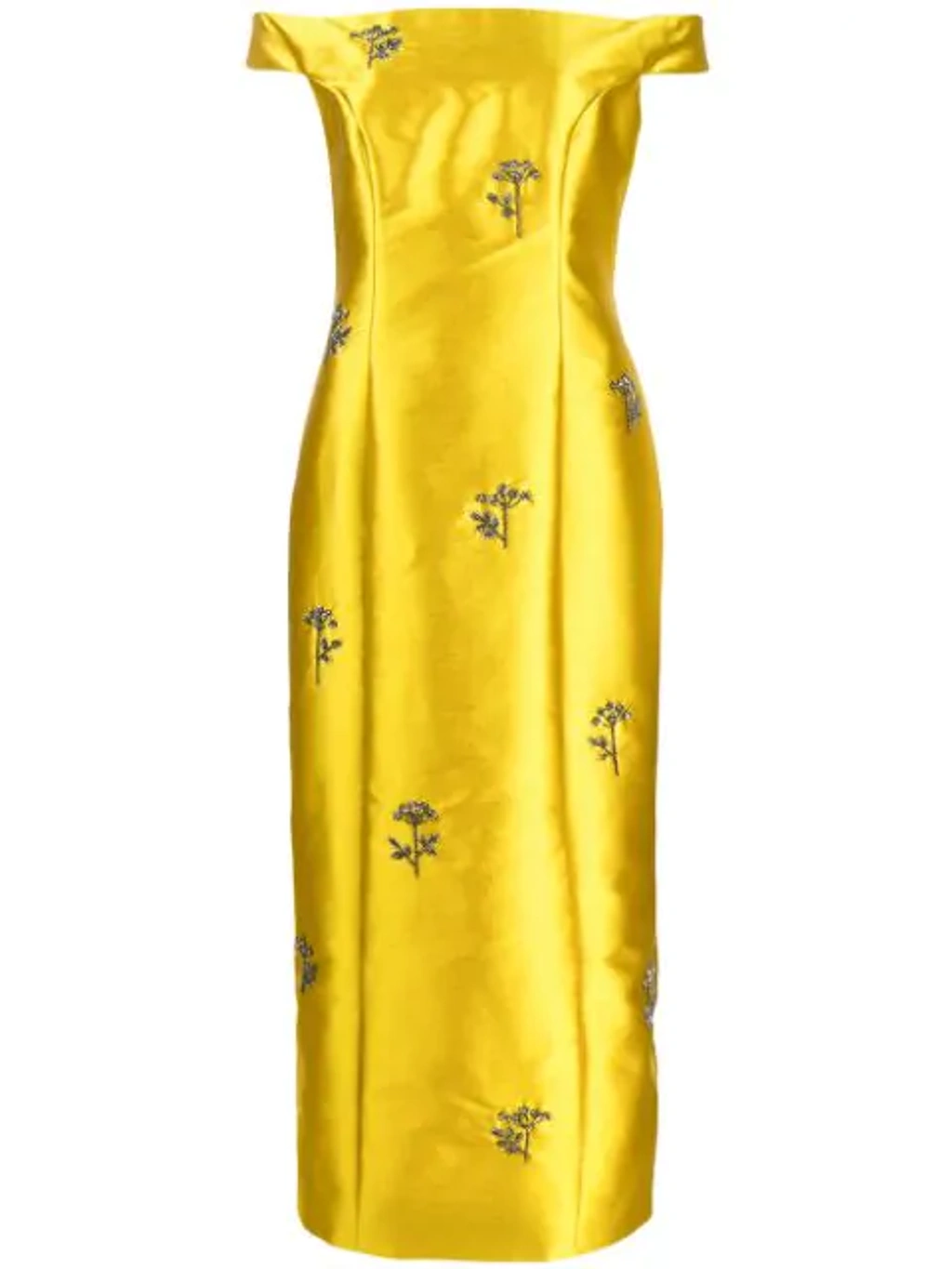 Erdem Embellished Long Dress In Yellow | ModeSens
