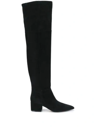 Sergio Rossi Knee-length Pointed Toe Boots In Black