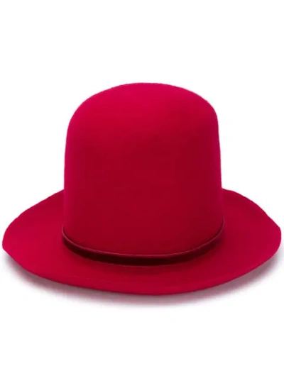 Ann Demeulemeester Large Fedora Hat In Red
