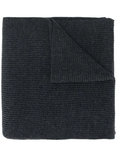 Polo Ralph Lauren Logo-embroidered Wool Scarf In Grey