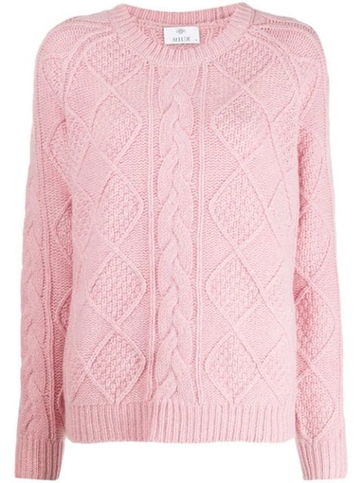 Allude Cable Knit Jumper In Pink