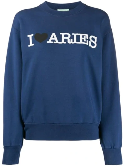 Aries Printed Sweatshirt In Blue