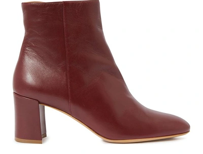 Mansur Gavriel Leather Ankle Boots In Bordo