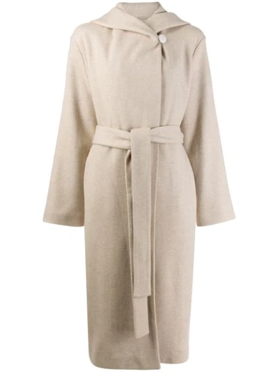 The Row Belted Long Coat In Nude