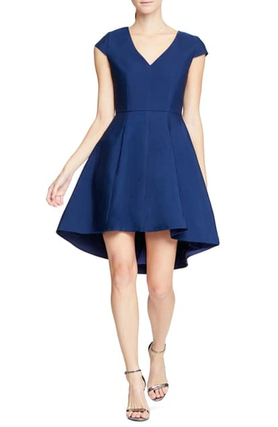 Halston Heritage High/low Cocktail Dress In Navy