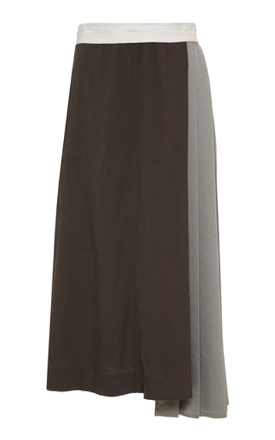 Peter Do Color-blocked Twill Midi Skirt In Grey