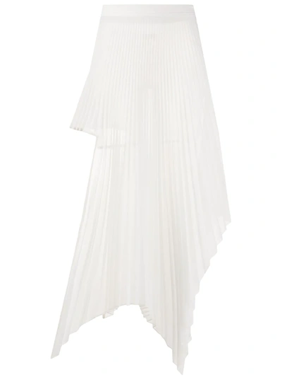 Peter Do Asymmetric Pleated Voile Skirt In White