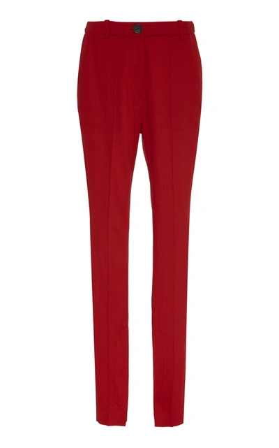 Peter Do Ankle-slit Cady Slim-leg Pants In Red