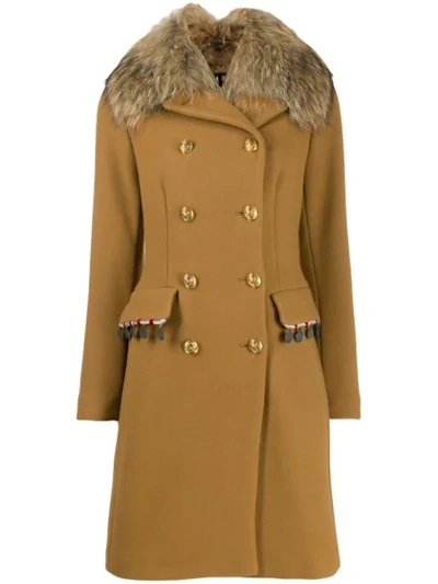 Bazar Deluxe Faux Fur Collar Coat In 281 Nocciola