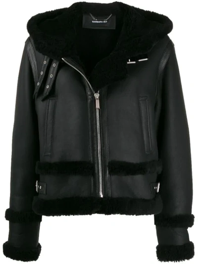 Barbara Bui Shearling Trimmed Biker Jacket In Black