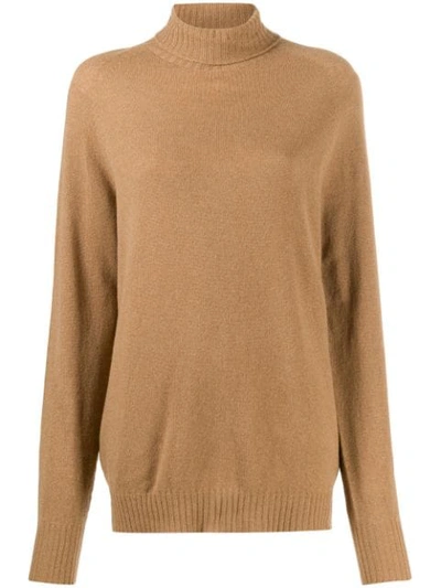 Ma'ry'ya Rollneck Knit Jumper In Neutrals