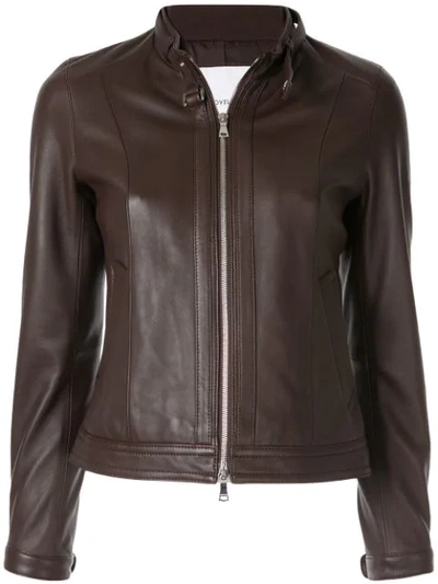 Loveless Fitted Leather Jacket In Brown