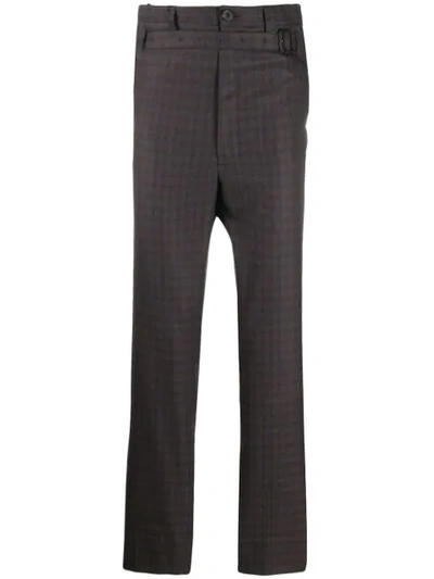 Miharayasuhiro Belted Check Print Trousers In Grey