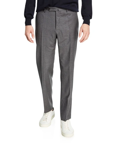 Incotex Men's Tropical Wool Standard-fit Pants In Gray