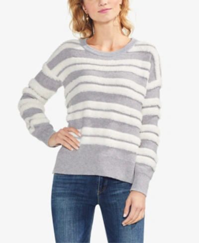 Vince Camuto Loopstripe Crewneck Sweater In Light Heather Grey