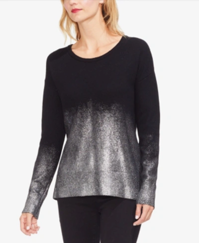 Vince Camuto Drop-shoulder Foiled Ombre Sweater In Rich Black