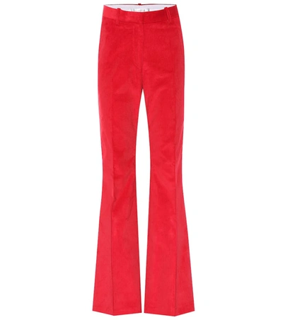 Victoria Beckham High-rise Corduroy Flared Pants In Red