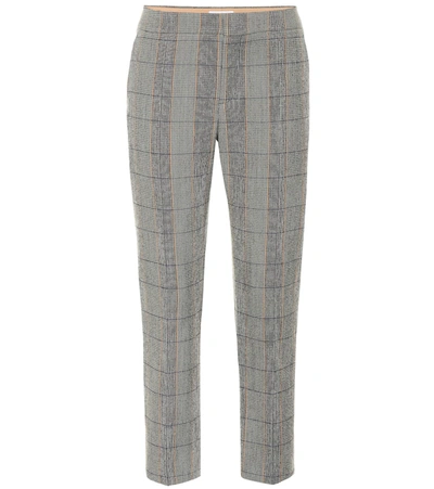 Chloé Checked Stretch-wool Pants In Grey