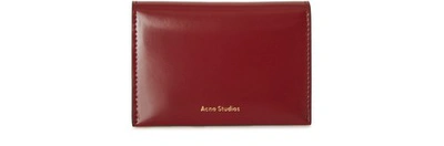 Acne Studios Card Holder With Flap In Burgundy