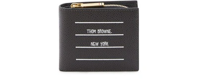 Thom Browne Billfold Leather Wallet In Charcoal