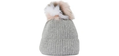 Yves Salomon Woolly Hat With Fur In Roc/bouton De Rose/white