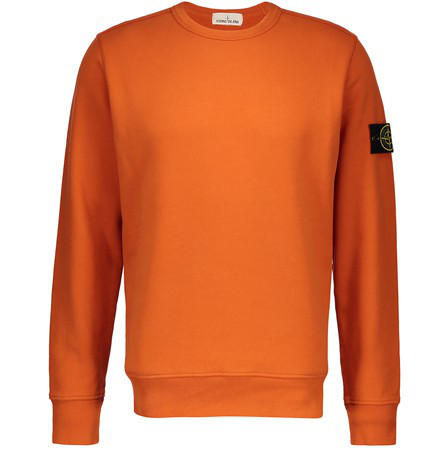 Stone Island Regular Cotton Round-neck Sweatshirt In Orange | ModeSens