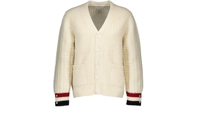 Thom Browne Funmix Stitch Merino Wool Cardigan In White