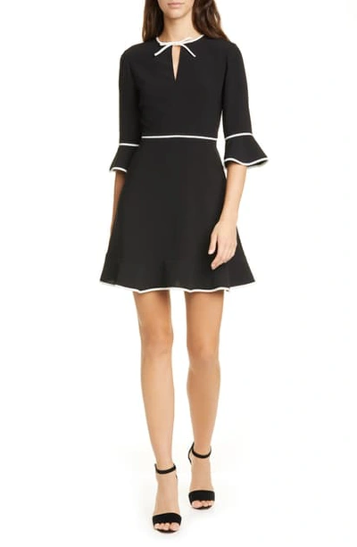 Ted Baker Bell-sleeve Keyhole Skater Dress With Bow Binding In Black