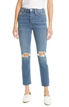 Re/done High-rise Skinny Ankle Cropped Jeans In Dusk Destroy