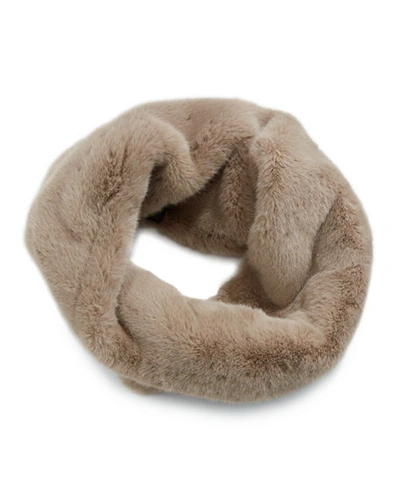 Heurueh Luxe Faux Fur Crossover Cowl Scarf In Brown