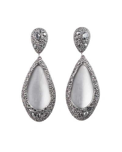 Alexis Bittar Crystal Encrusted Teardrop Clip Earrings, Gray In Gray/silver