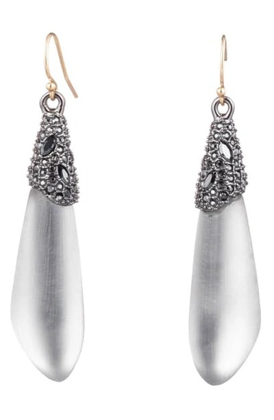 Alexis Bittar Crystal Encrusted Capped Wire Earrings, Gray In Grey