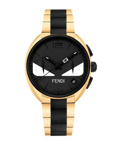 Fendi Men's 40mm Momento  Bugs Chronograph Stainless Steel Watch In Black