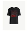 Sandro ‘paris Is For Lovers' Slogan Cotton-jersey T-shirt In Black