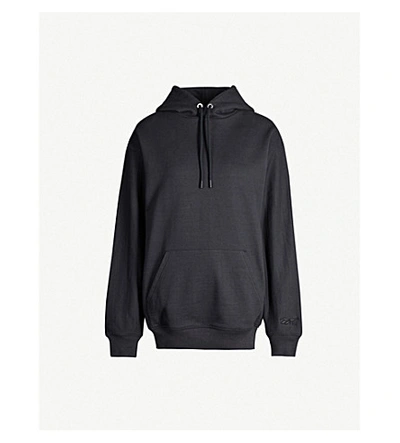 Victoria Beckham Relaxed-fit Brand-embroidered Cotton-jersey Hoody In Vb Night Navy