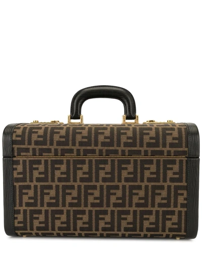 Pre-owned Fendi 1990s Zucca Pattern Cosmetic Bag In Brown